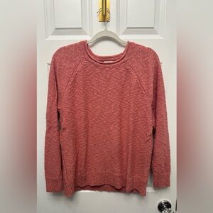L.L. Bean Coral Textured Crewneck Sweater 100% Cotton